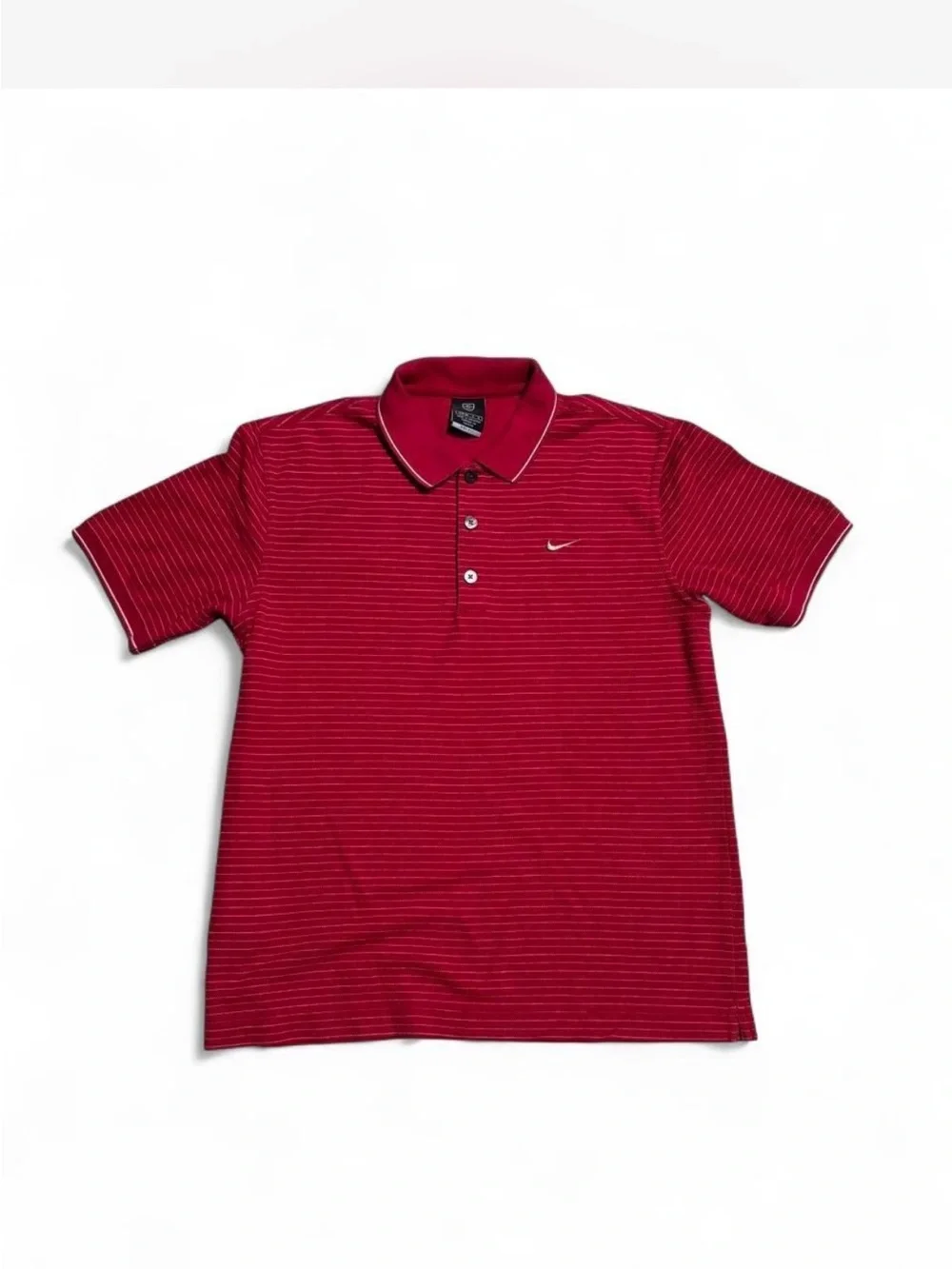 Boys Nike Red Striped Polo with Contrast Trim